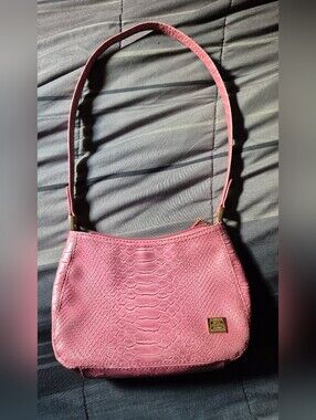 Pink Faux Snakeskin Liz Claiborne Shoulder Bag Pre Owned As Is